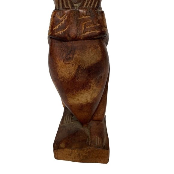 Vintage Wooden Man Carving with Drum - Picture 3 of 7